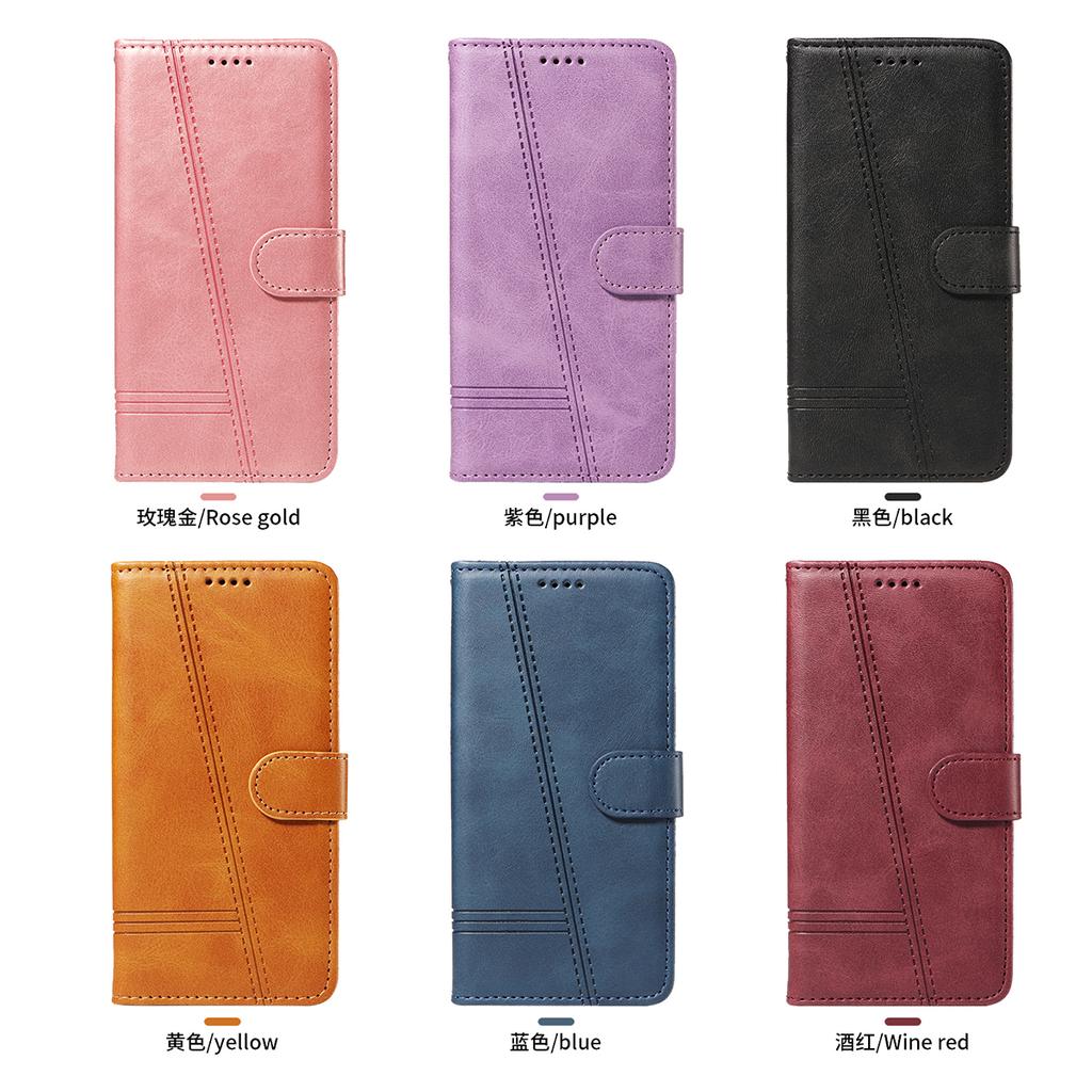 Luxury Line Cards Solt Wallet Flip Leather Phone Case For Samsung S26 Ultra S25 Plus S24 A06 A17 kickstand Bag Book Strap Cover