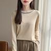 Spring Women's Rhinestone Round Neck Knit Sweater - High-Quality Imitation Wool, Korean Style, Thin Base Layer