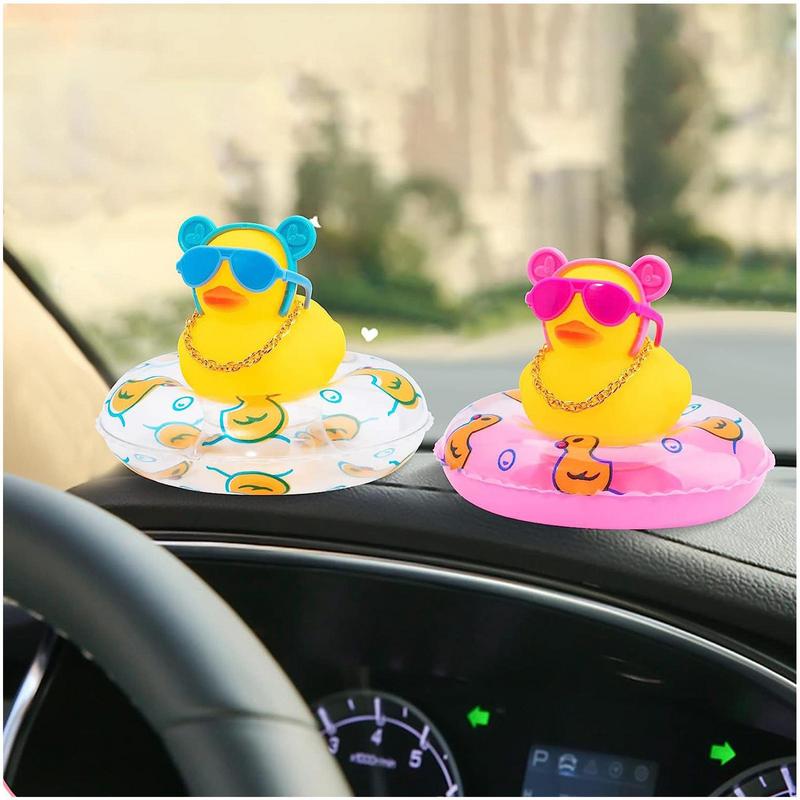 Cycling Accessories Bicycle Bell Duck Rubber Cute Duck Gold Chain Toy Cool Glasses Duck Car Dashboard Decor Motorcycle Riding