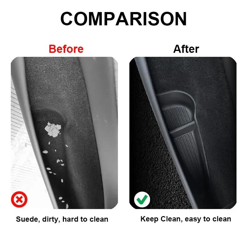 4Pcs For Tesla New Model Y Juniper 2025 Door Side Storage Box TPE Front Rear TPE Organizer Tray MY Launch Interior Accessories