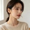 French-style coffee heart ear clip for women, niche design earrings, daily fashion, minimalist, cool style