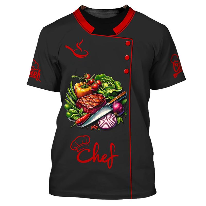 Chef Work T-shirt for Men Personality Pattern O-neck Funny T Shirts 3D Print Fashion Trendy Cook Tee Top Novelties 2025 New