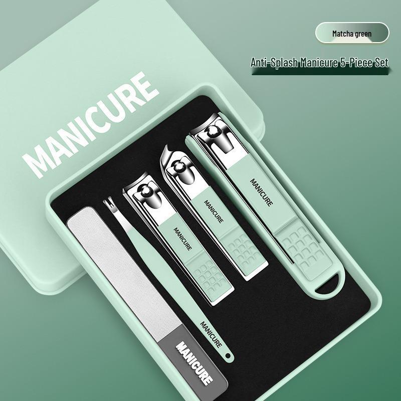 Portable 6-Piece Nail Clipper Set with Anti-Splash Design and Nail Decoration Tools