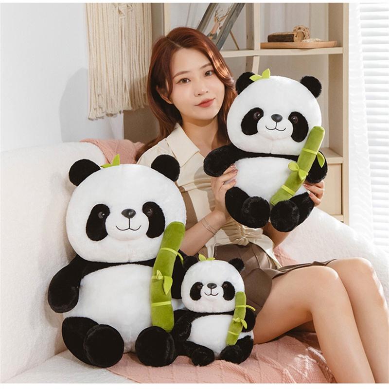 Cute And Cuddly Sitting Panda Plush Toy With Bamboo Perfect For Kids And Animal Lovers