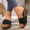 Fashion Fashion Rivet Decor Wedge Slippers Woman White PU Leather Platform Sandals for Women 2025 Summer Thick Bottom Slides Beach Shoes