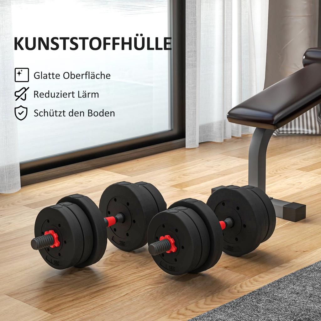 20kg 2 IN 1 Adjustable Dumbbells Weight Set, Dumbbell Hand Weight Barbell for Body Fitness, Lifting Training for Home, Office, Gym, Black
