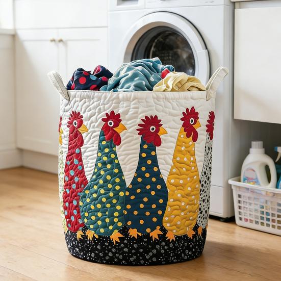 Quilted Laundry Basket Fabric Floral Storage Basket with Handles Boho Clothes Basket for Laundry Nursery Bedroom Garments Kids Toys