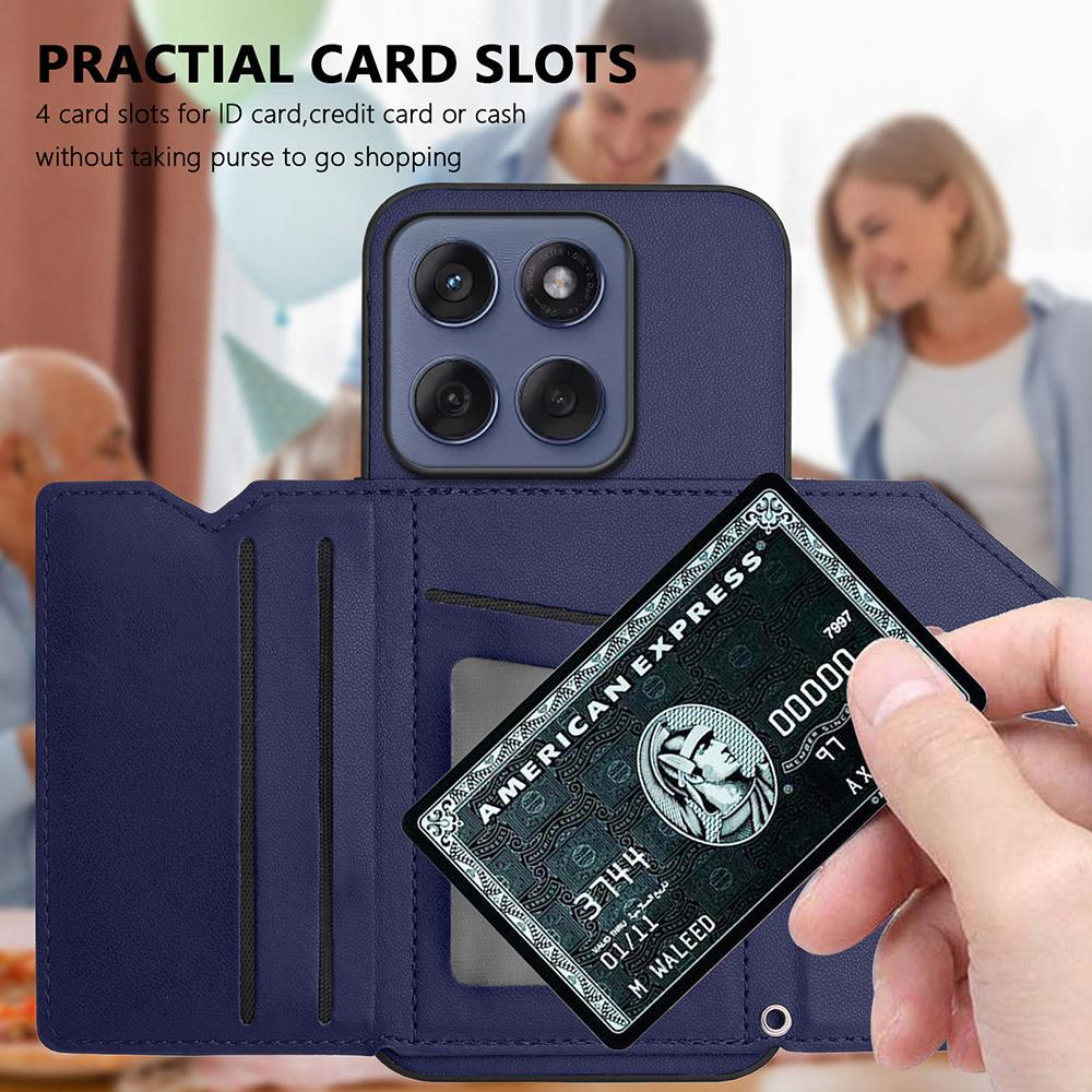 Card Holder Back Case For OPPO A5 A3 Pro A79 A78 A58 A38 A18 Reno 14 12 11 F 10 Magnetic Button-Flip Leather Wallet Phone Cover