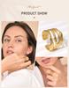 Stainless Steel Wave Ring Adjustable, Open Brand Stainless Steel Geometric Ring for Women, Trendy Statement Jewelry