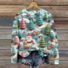 Women's Fashion Christmas Printed Long Sleeve Loose Round Neck Sweatshirt Top