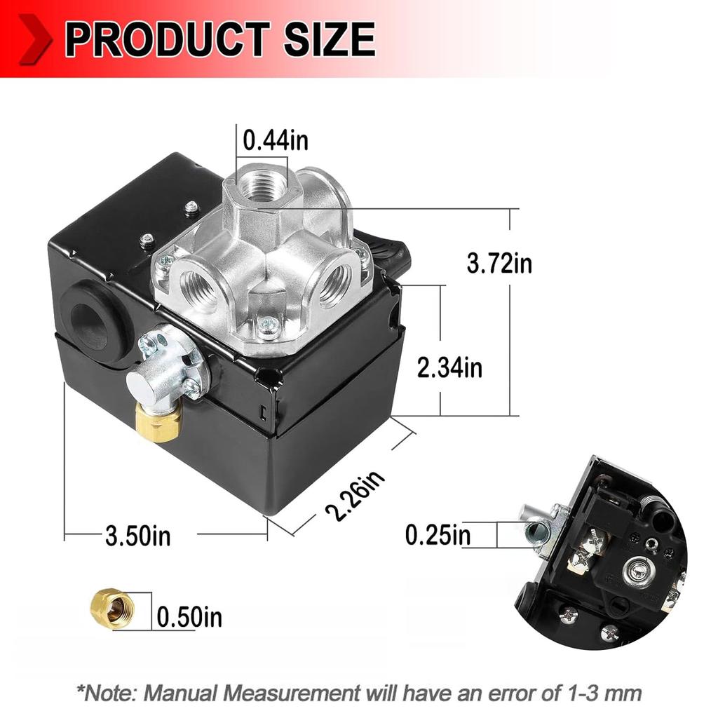 23474570 Pressure Switch Two Stage Compressor 135-175 PSI Fit for Ingersoll Rand Air Compressor 2475 2545 2340
