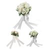 Wedding Bouquets Flower Hand Bouquet Silk Artificial Fake Flowers for Bride Wedding Party and Church