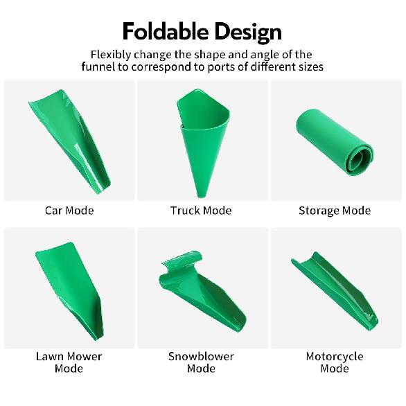 Reusable Flexible Oil Drain Funnel Form A Foldable Bendable Flex Funnel For Car Motorcycle Truck Lawnmower Snowplow Reused Oil Change Spill-Free