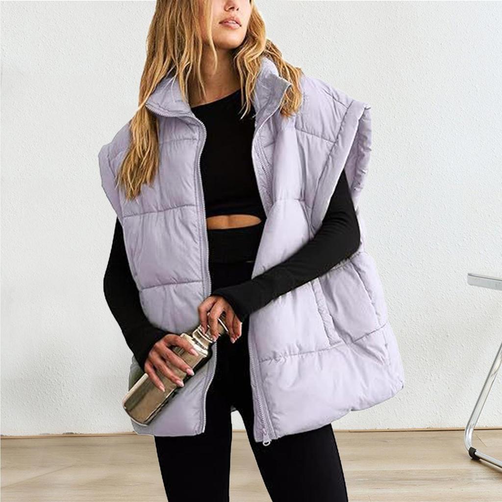 Winter Damen Wattierte Weste Reißverschluss Verdicken Warme Jacke Herbst Winter Lässige Baumwolle Daunenwesten Reißverschluss Puffer Jacken Weste