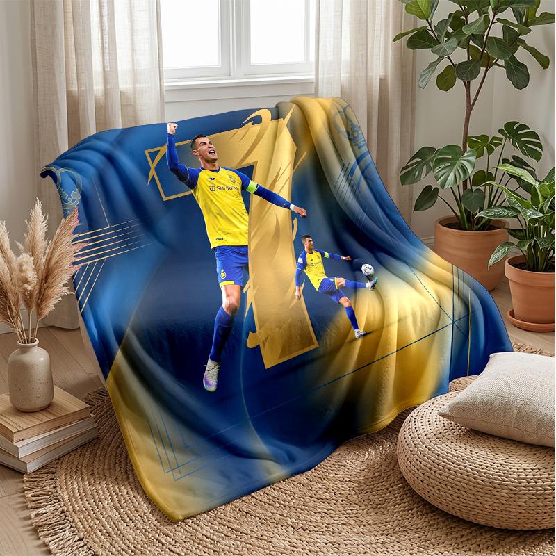 Cristiano Ronaldo Aufdruck Flanelldecke Hautfreundlich Warm Dekorativer Überwurf für Innen Couch Bett Tägliche Nutzung