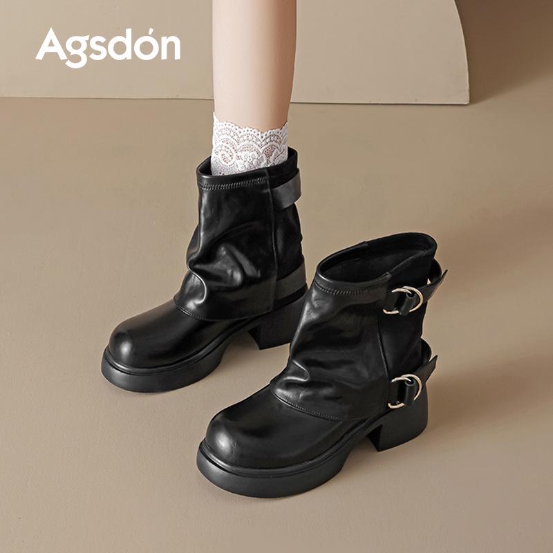 Augusden Women's Black Martin Boots 2025 - New Autumn Thick Sole Ankle Boots