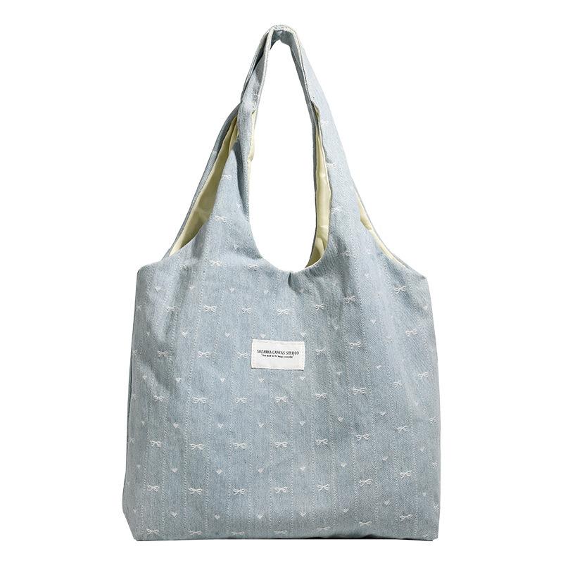Summer Denim Fresh Butterfly Large Capacity Versatile Simple Commuter Vest Portable Shoulder Tote Bag