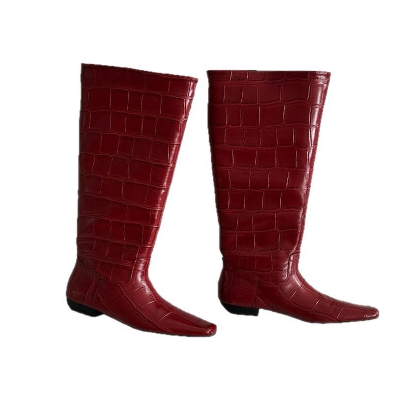 Knight Boots Women's Thick Heel High Heel Straight Boots Autumn and Winter New Square Head But Knee Boots Women's High Boots