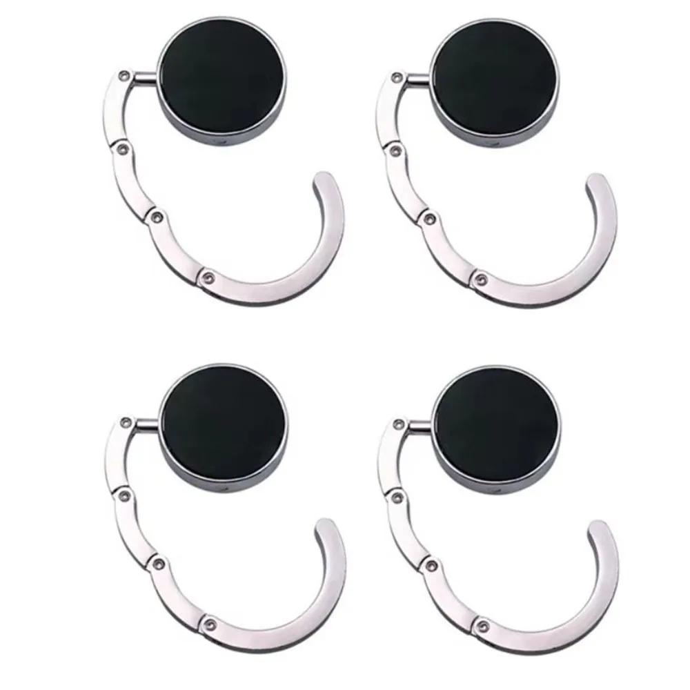 4Pcs Portable Folding Table Hook Circle Shape Bag Parts Purse Bag Hanger Strong Load-Bearing Foldable Handbag Hook Holder Travel