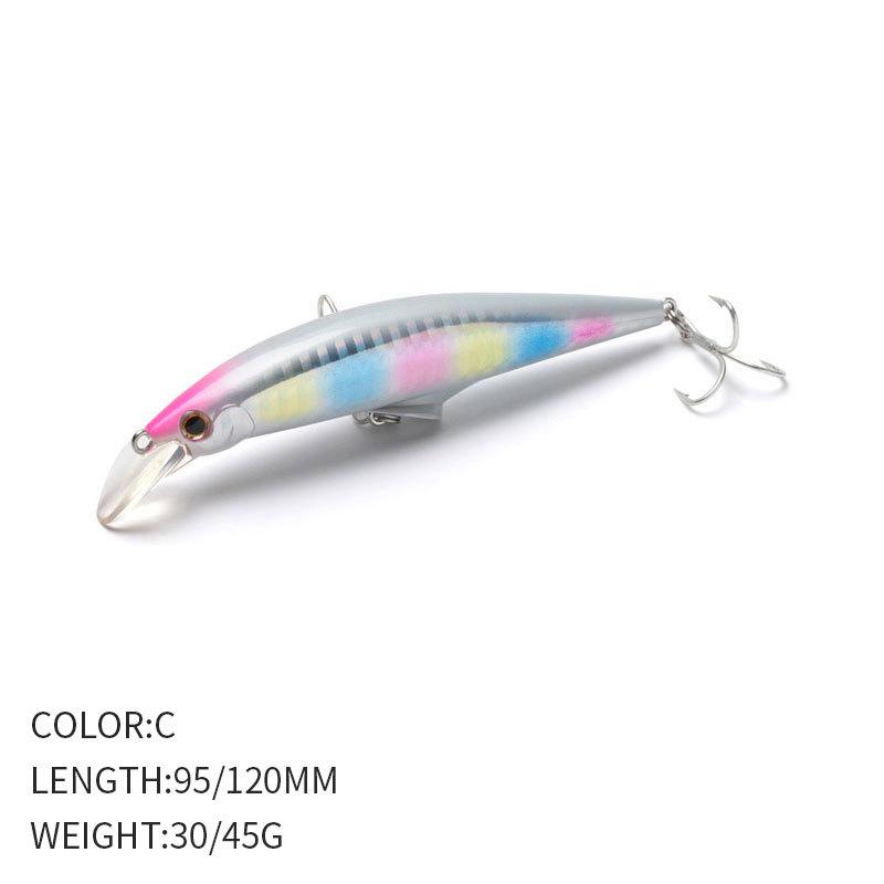 High Quality Sea Fishing Heavy Minnow Bait 120mm 45g Long Cast Freshwater Perch Sinking Minnow Lure A9093