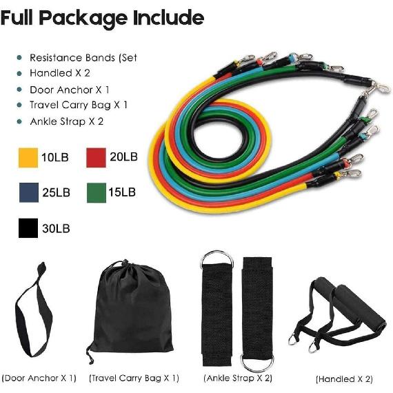 Resistance Band Set with Door Anchor,Exercise Bands,Handles,Handbag,Thigh Band And Ankle Strap,for Yoga,Pilates,Fitness Training 3
