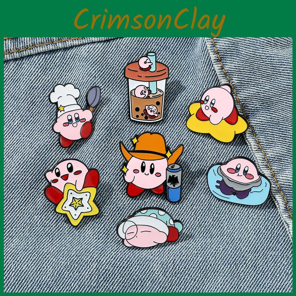 Cute Cartoon Kirby Brooch Creative Alloy Milk Tea Cup Cowboy Kirby Bag Accessory Pin