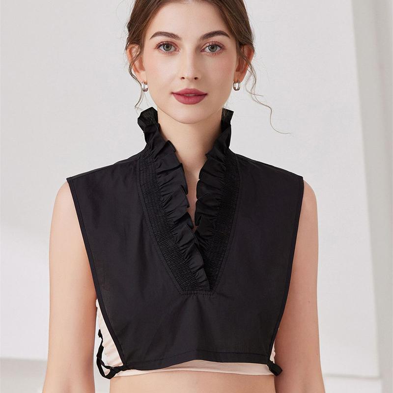 White Ribbon Fake Collar Decoration Lace Shirt Collar Detachable For Women Blouse Neckline Sweater Collar Shoulder Warp Collar