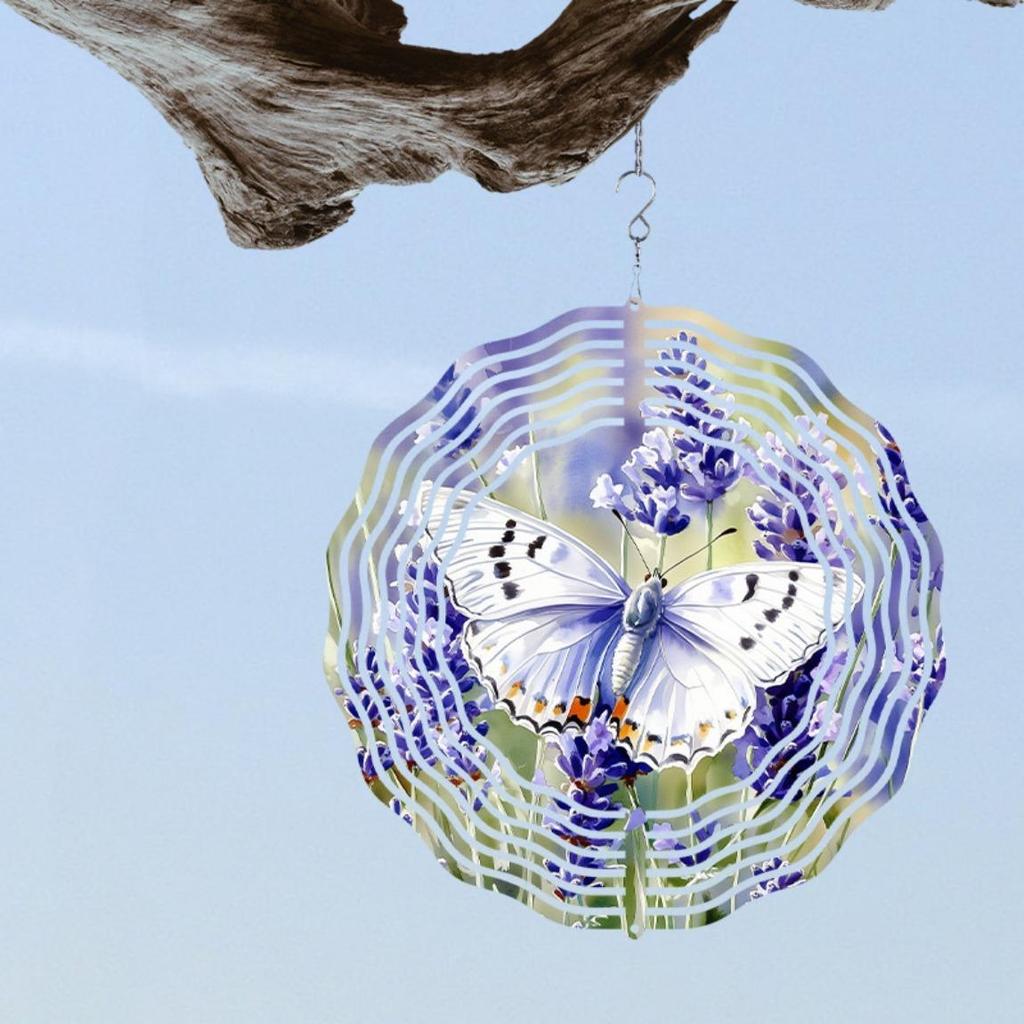 10-calowy metalowy wiatrak motylkowy Kolorowa dekoracja ogrodowa Zewnętrzna wisząca kurant wietrzny na podwórko, patio, balkon Nie wymaga baterii