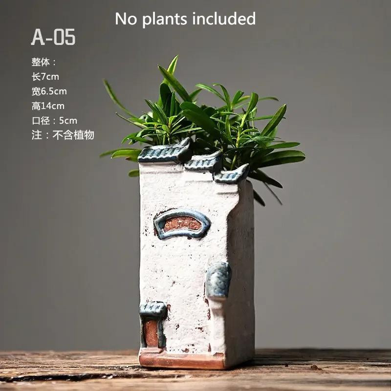 

Chinese-Style Ceramic Flower Pots Courtyard Bonsai Planters Aquascape Fish Tank Decorations Office Desktop Green Plant Ornaments