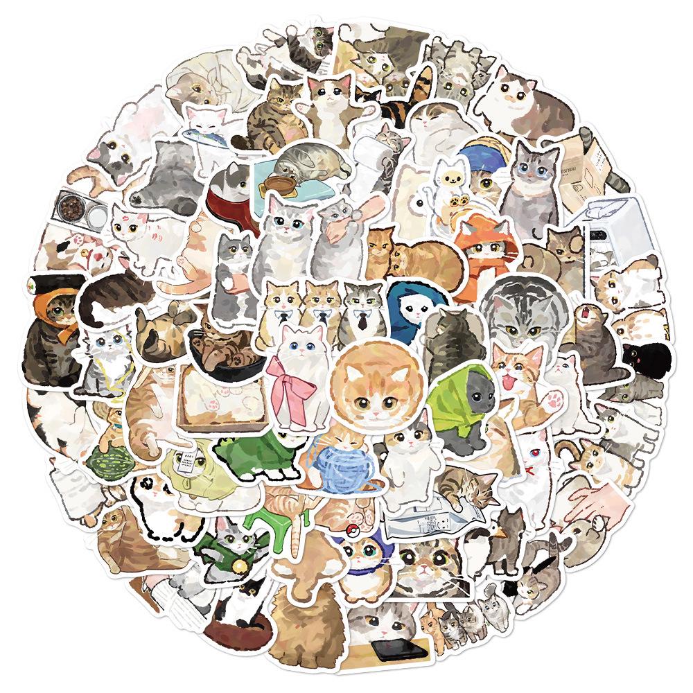77 Adorable Cartoon Cat Waterproof Stickers for Laptop, Journal, or Phone Decoration