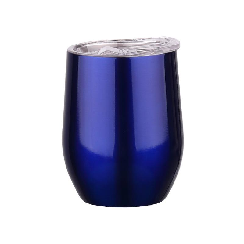 304 Stainless Steel Double-Layer Vacuum Insulated 12oz Egg-Shaped Cup, Portable U-Shaped Design with Heat Sublimation Spray.