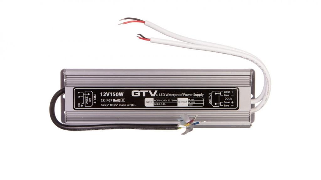 Trasformatore LED Impermeabile, 150W, IP 67, DC 12V
