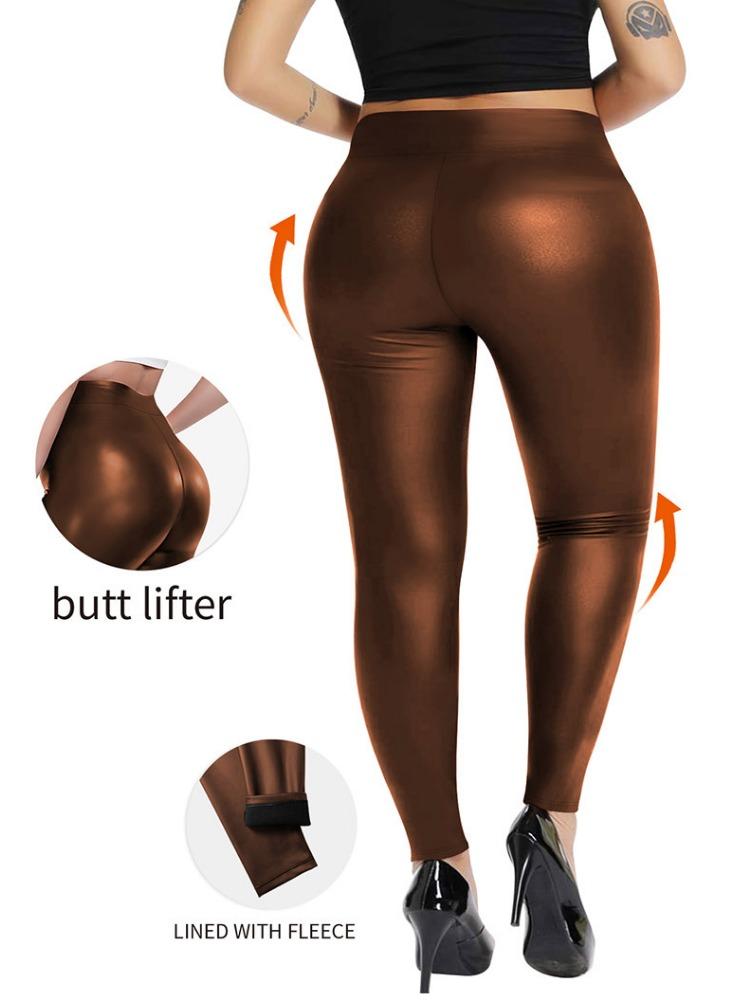 Yoga Pants New Arrival High-Waisted PU Solid-Colour Casual Pants Pencil Pants Tight Pants