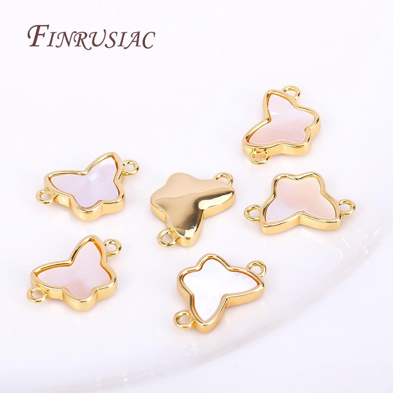 Wholesale Connector Charms DIY Accessories 18K Real Gold Plated Shell Geometry Design Connector Pendants For Necklace Making