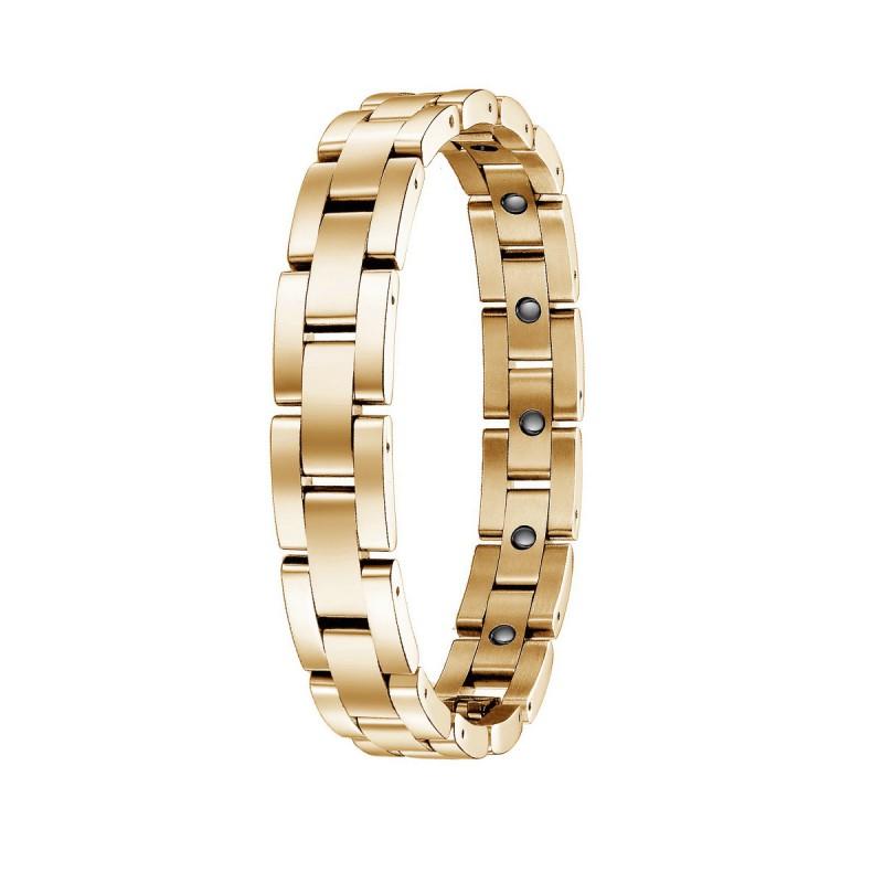 Magnetic Therapy Bracelet Men Women Geometric Stainless Steel Chain With Hematite Beads Anti-Fatigue Health Jewelry