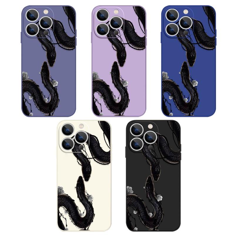 Für iPhone 16 Pro Max 15 14 Plus 13 12 Mini 11 8 7 X XS Schlangenform Druckmuster Schutzhülle Dünne TPU Stoßfeste Telefonschale mit Lanyard