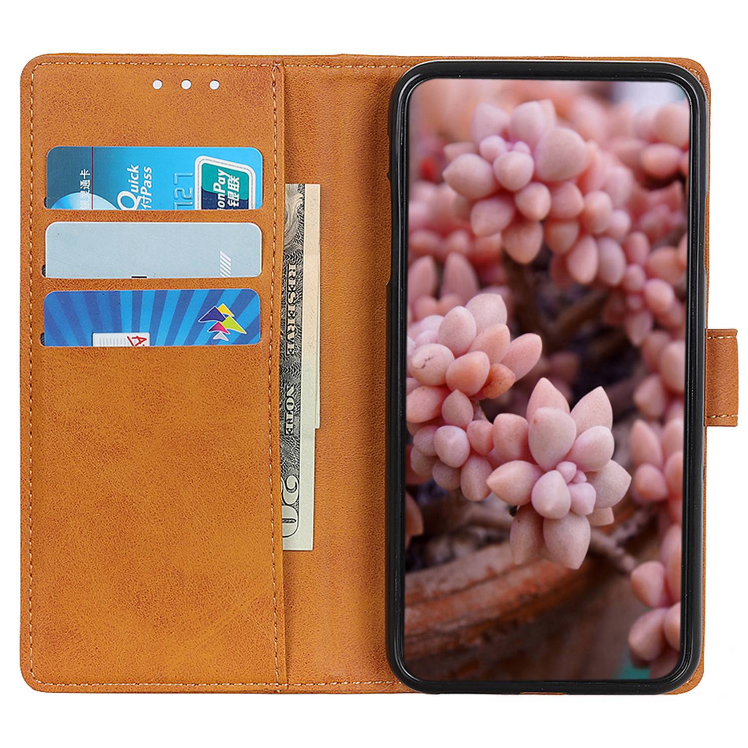 

For Motorola Edge 40 Neo 5G PU Leather Case Anti-Scratch Wallet Stand Cell Phone Cover Brown