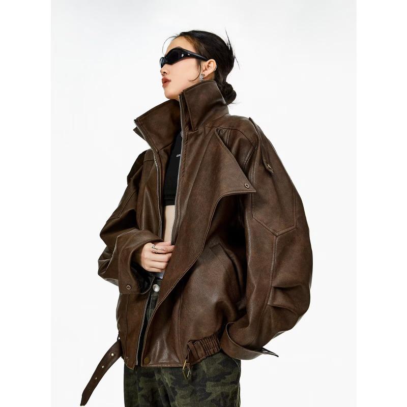 Leather jacket men`s retro niche design