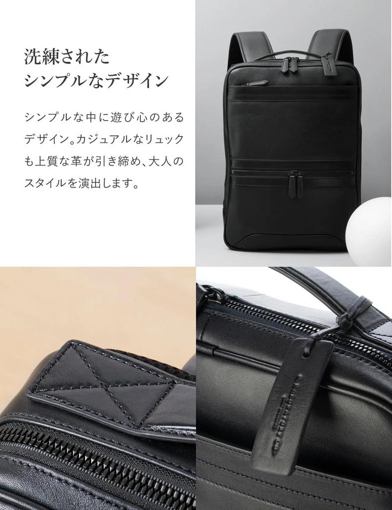 Leather Laboratory Genuine Leather Waterproof and Business Slim for Perfect for Commuting Metal Size Water-Repellent Backpack, Fit, Men, (Silver