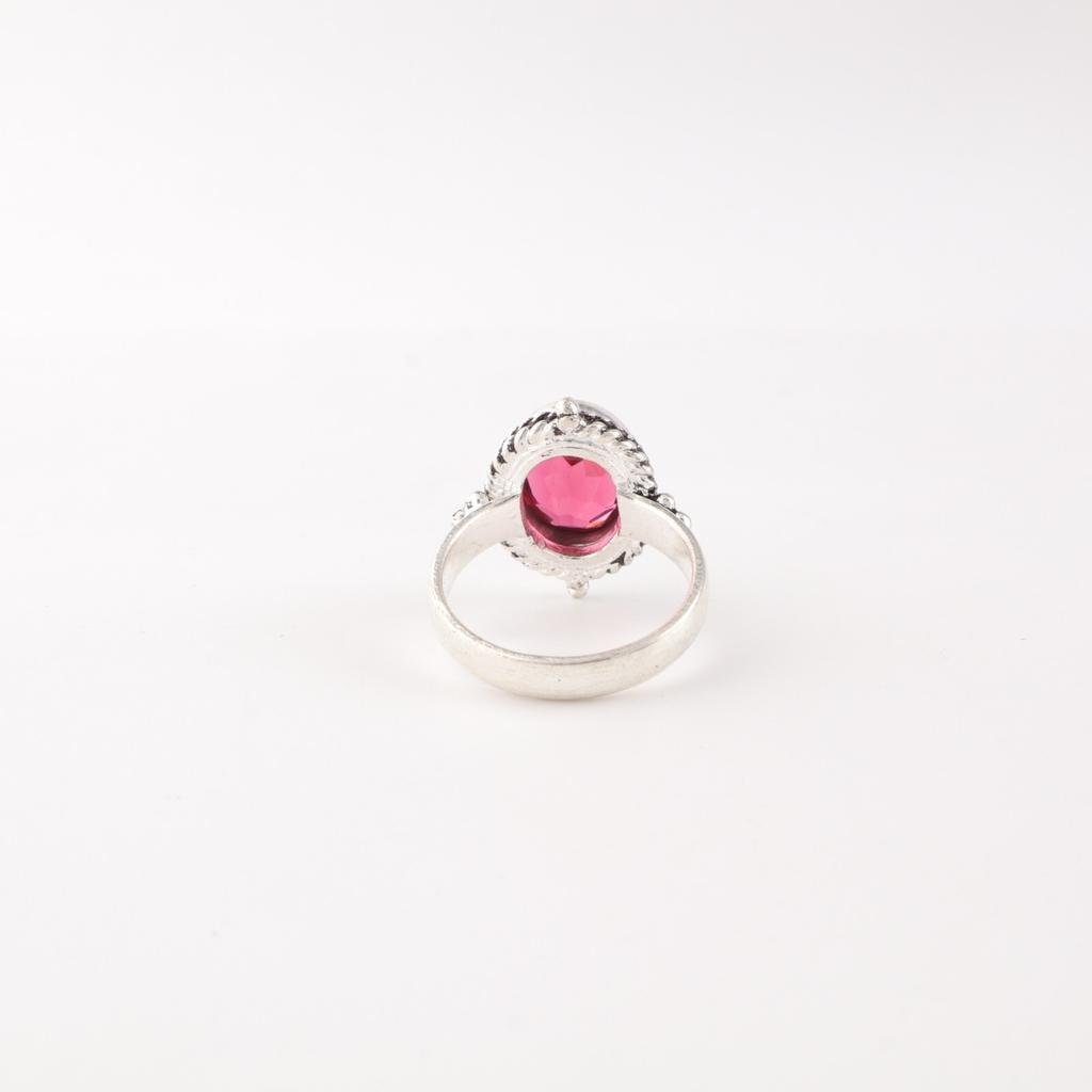 Pink Rubellite Gemstone 925 Stamped Silver Jewelry Handcrafted Ring Gift For Her RR-9-11