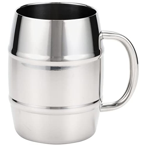 CAPTAIN STAG (CAPTAIN STAG) UE-3498 Double Stainless Steel Beer Mug, Insulated, 600ml, Barrel-Shaped, Stainless Steel, with Vacuum-Resistant Design
