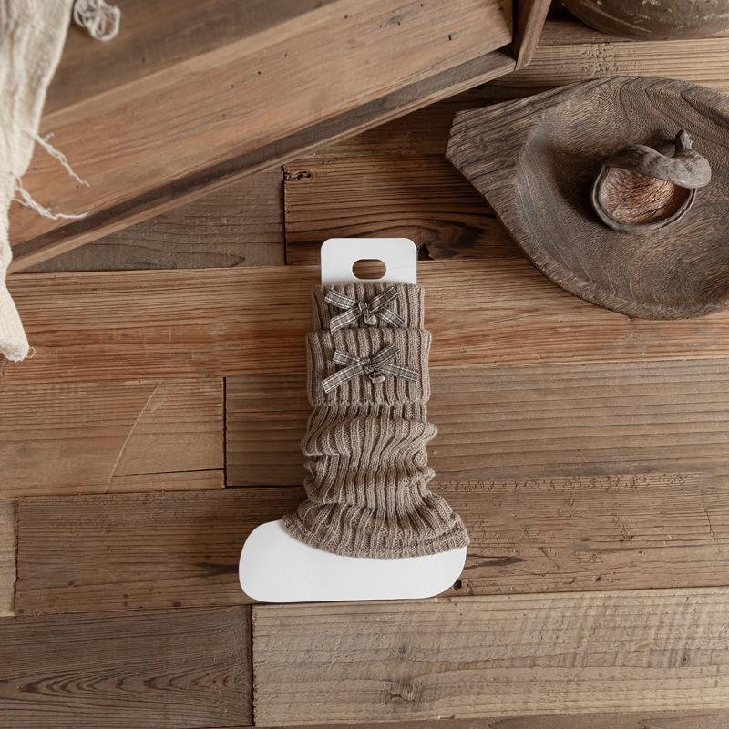 

Girls Korean Style Heart Bow Ruffled Leg Warmers: Thickened Winter & Autumn Warm Socks One Size: Approx. 2-12 years хакі