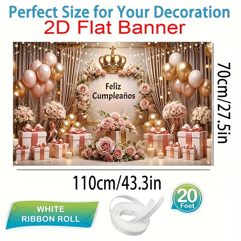 1Pcs Spanish Happy Birthday Pink Curtains Theme Decoration Background Birthday Backdrop Decorations For Photo Studio Booth Party