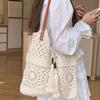 Large Capacity Cott Woven Shoulder Bag for Women Hollow Tote Seaside Holiday Beach Bags Star Rivet Female Travel Handbags