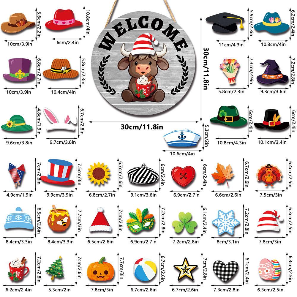 Interchangeable Clothes Gnome Wooden Ornament, DIY 3D Christmas Pendant, Hanging Holiday Decoration for Home Table