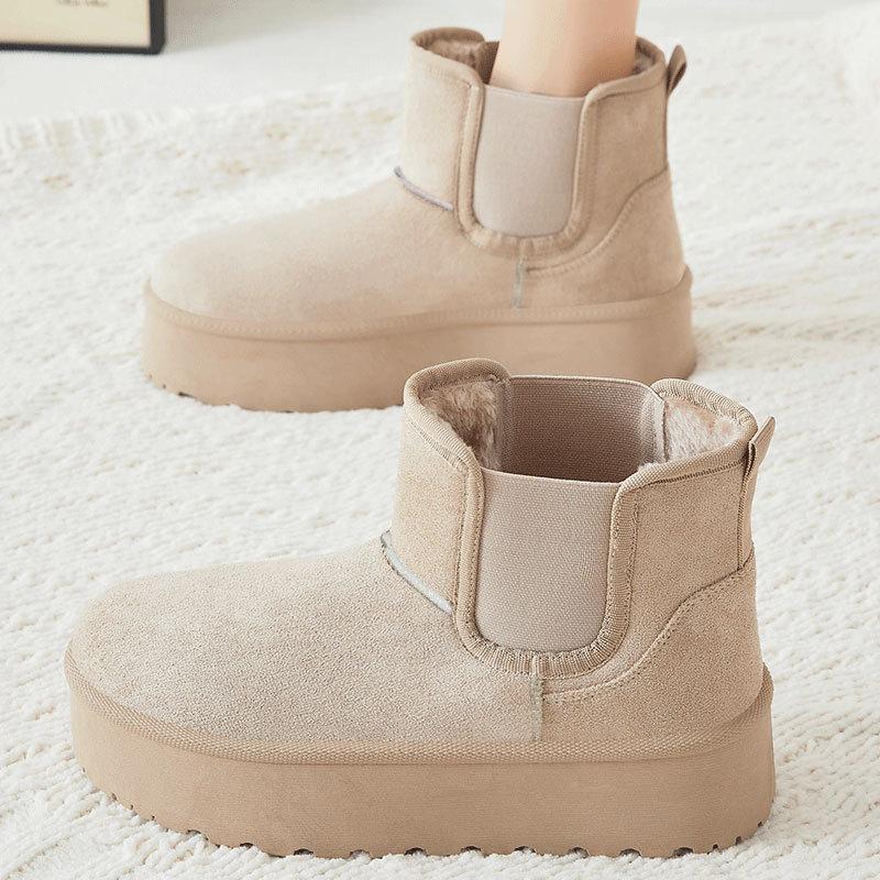 Women's winter snow boots not tired feet thick soles non-slip cold padded lining thickened warm home outdoor travel cotton shoes