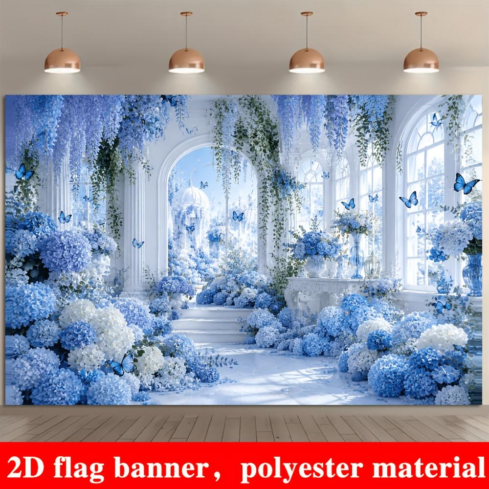 1Pcs Blue White Hydrangea Flower Corridor Arch Decoration Background Garden Backdrop Decorations For Photo Studio Booth Party