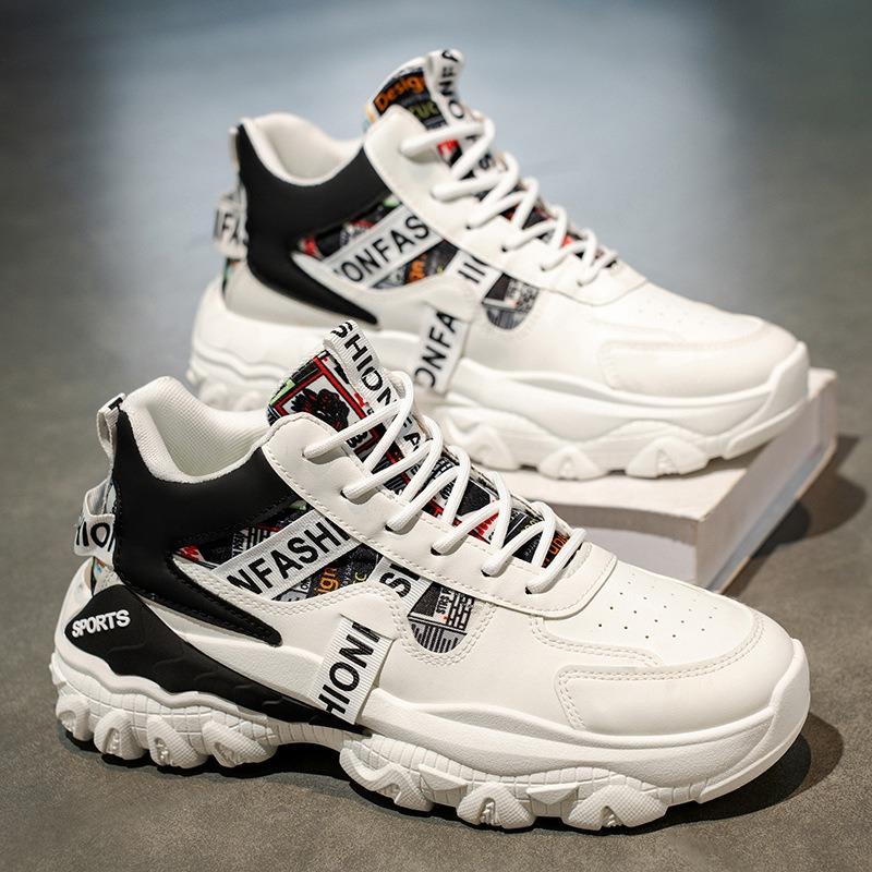 Autumn Men's Shoes New High-top Shoes Men's Sports Shoes Trendy Versatile Thick-soled Heightening Casual Running Shoes