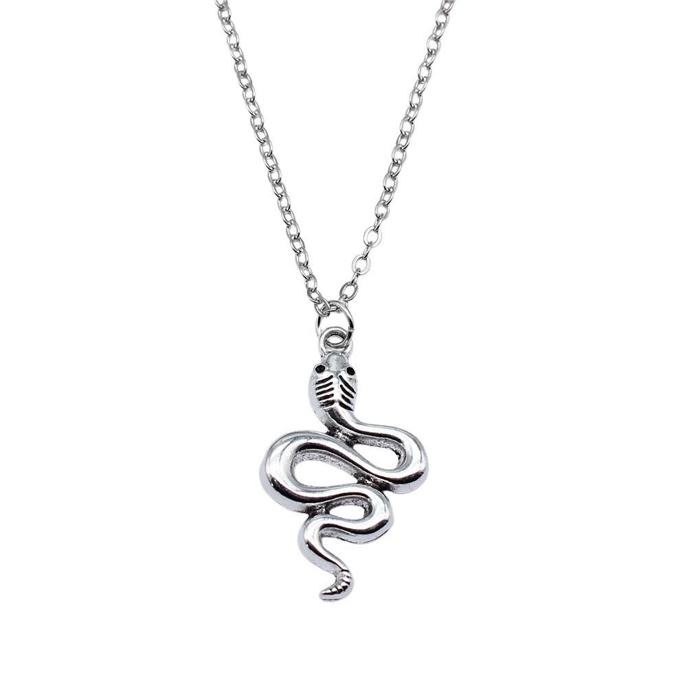 Snake Charm Necklace Dragon Minimalist Serpent Pendant For Women Grunge Aesthetic Jewelry 43cm Chain
