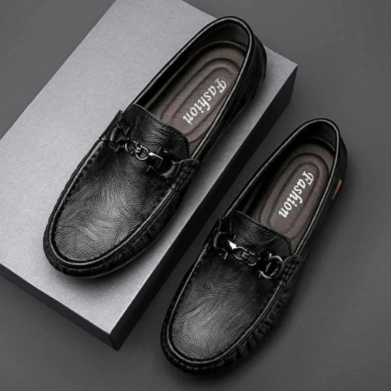 Leather Shoes for Men Non Slip and Waterproof Man Casual Shoe Square Toe Flat High Quality Fashion Pu Classic Original On Sale